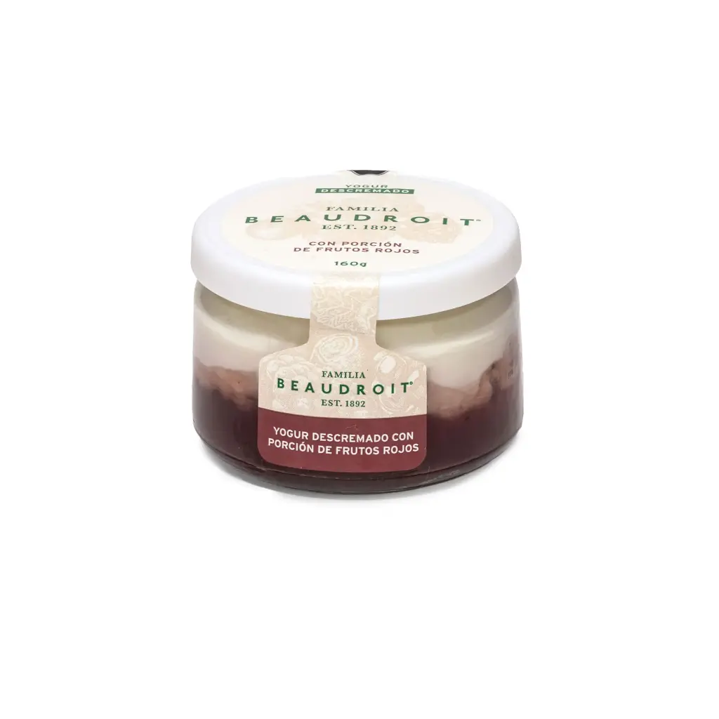 Yogurt descremado con frutos del bosque. Libre de gluten. Pack x 6 u.