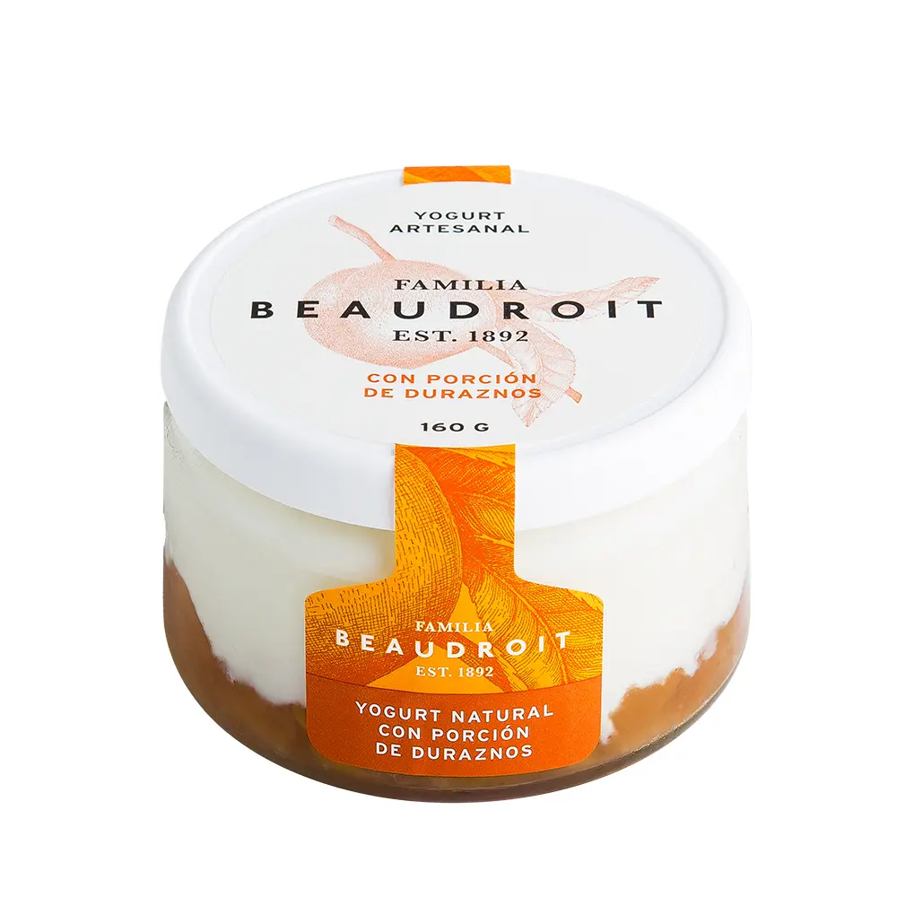 Yogurt entero con durazno x 6 unidades. Libre de gluten.