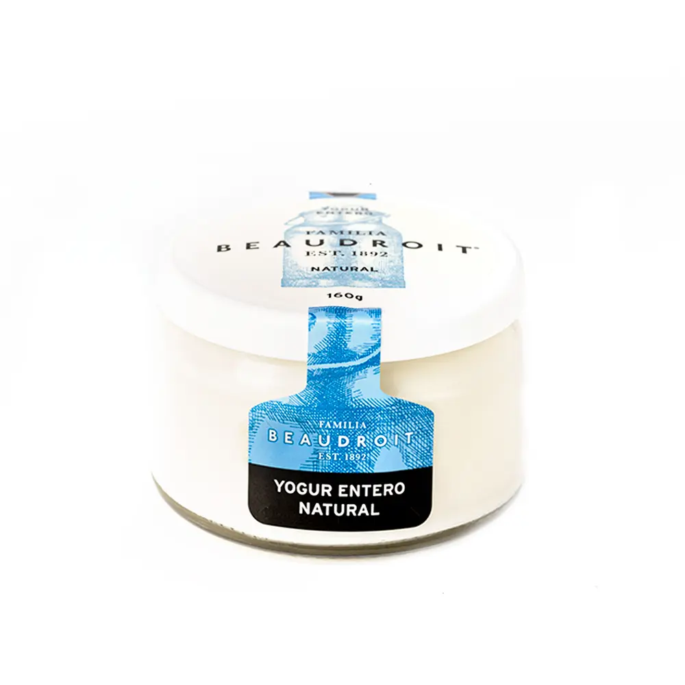 Yogur entero natural x 160 g x 6 unidades. Libre de gluten. 