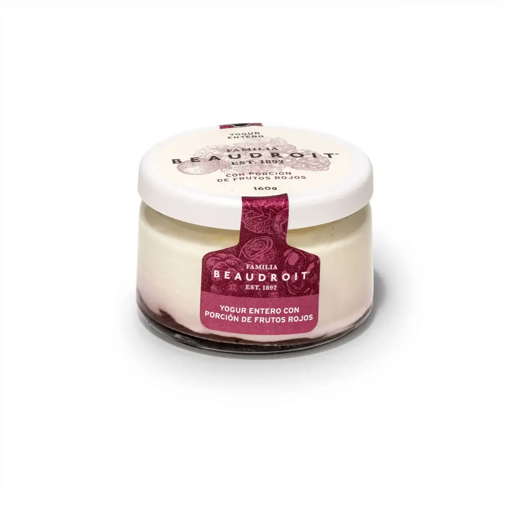 Yogur entero frutos rojos - 160 gr / Pack x 6 unidades.