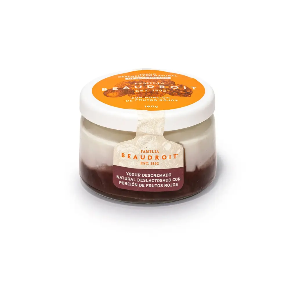 Yogur deslactosado descremado Frutos Rojos - 160 gr / Pack x 6 unidades.