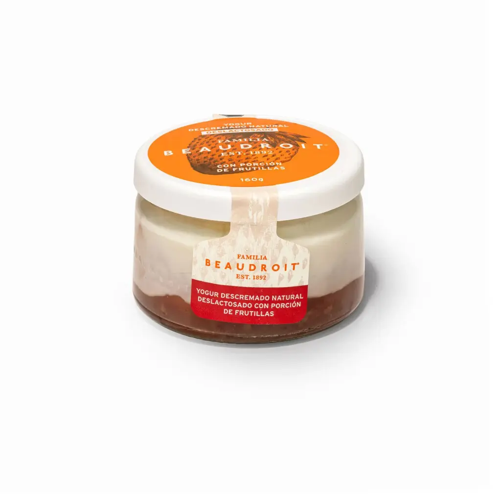 Yogur deslactosado Frutilla Sin Azúcar - 160 gr / Pack x 6 unidades.