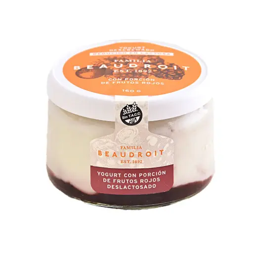 [112252] Yogur deslactosado descremado Frutos Rojos - 160 gr / Pack x 6 unidades.
